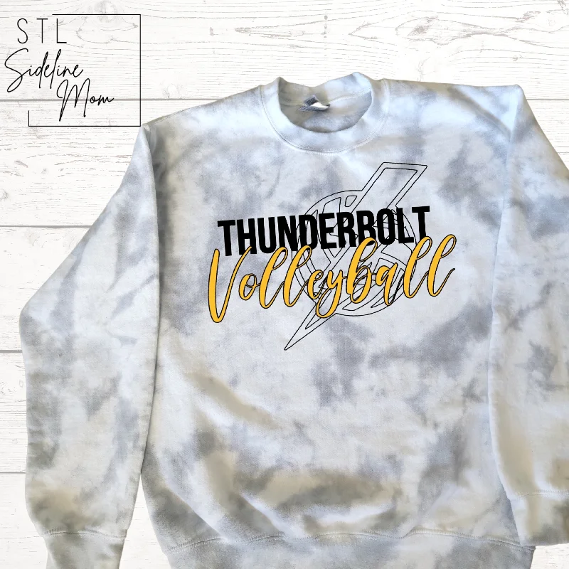 Volleyball Jersey for Fan Gatherings-Thunderbolt Volleyball Tie-Dye Crewneck