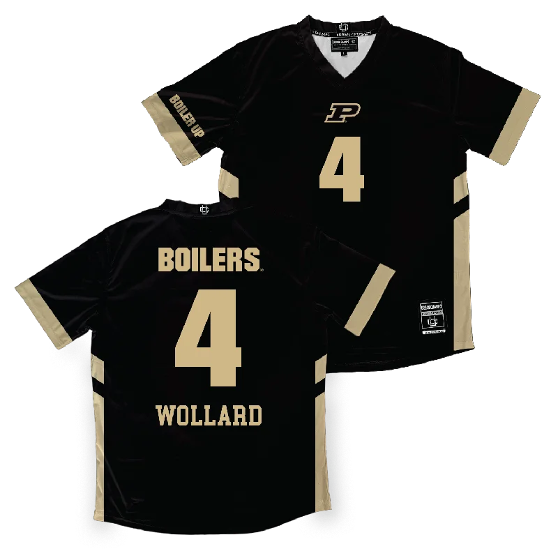 Volleyball Jersey with Full Sleeves-Purdue Women's Volleyball Black Jersey - Kenna Wollard | #4