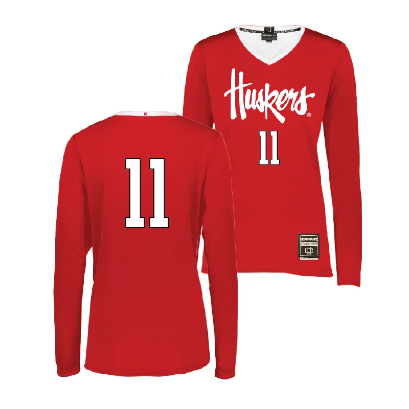 Volleyball Jersey for Volleyball Families-Red Nebraska Women's Volleyball Jersey - Leyla Blackwell