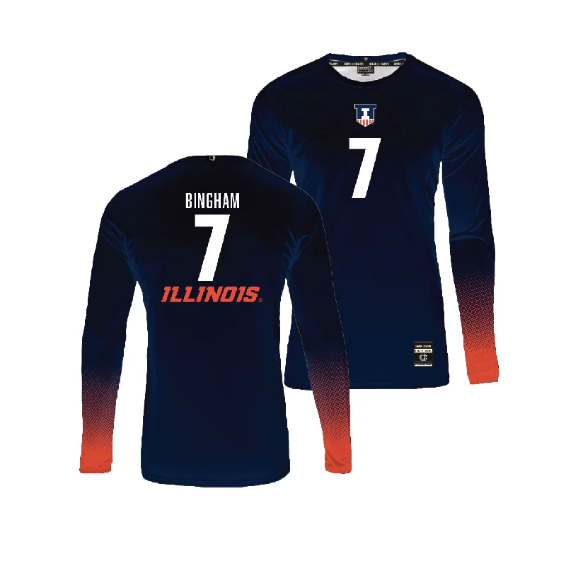 Personalized Volleyball Jersey for Kids-Navy Illinois Women's Volleyball Jersey - Sarah Bingham