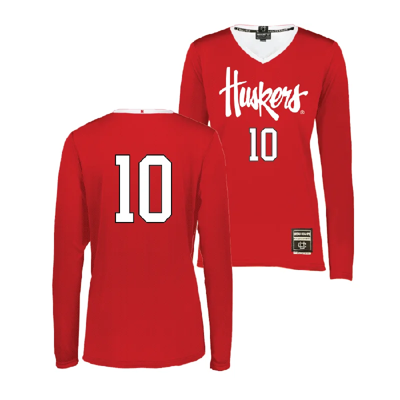 Volleyball Jersey for Summer Leagues-Red Nebraska Women's Volleyball Jersey - Olivia Mauch