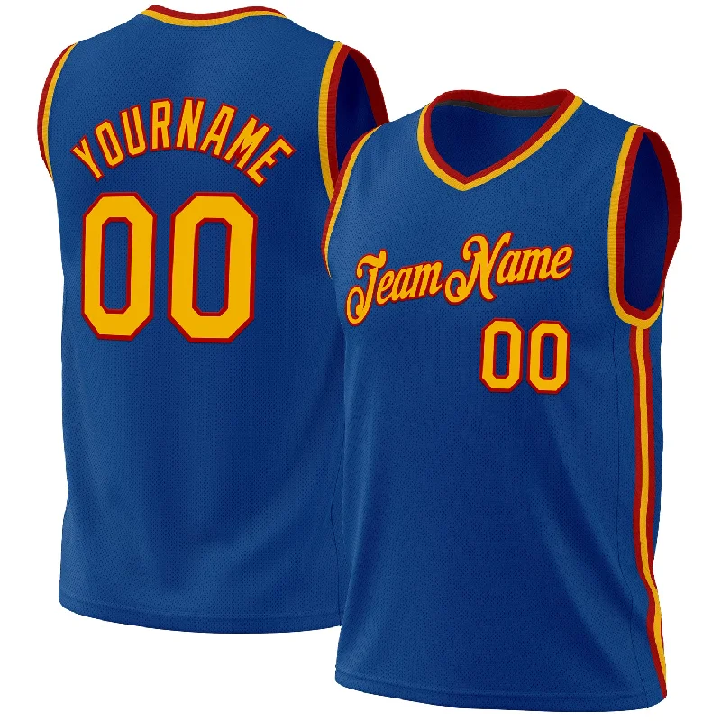 Basketball Jersey for Professional Basketball-Custom Blue Gold-Red Authentic Throwback Basketball Jersey