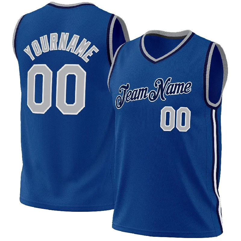 Basketball Jersey for Local Club-Custom Blue Gray-Navy Authentic Throwback Basketball Jersey