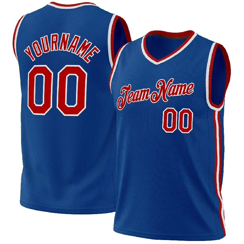 Basketball Jersey with Embroidery Options-Custom Blue Red-White Authentic Throwback Basketball Jersey