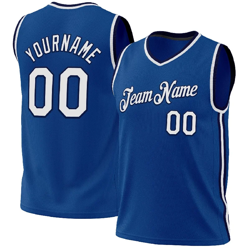 Basketball Jersey with Fan Design-Custom Blue White-Navy Authentic Throwback Basketball Jersey