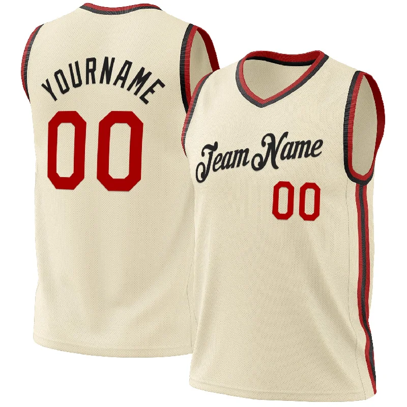 Basketball Jersey for College Basketball-Custom Cream Red-Black Authentic Throwback Basketball Jersey