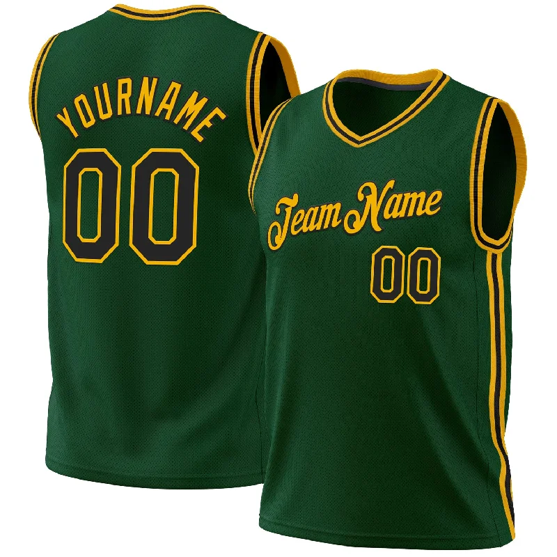 Basketball Jersey for Basketball Leagues-Custom Hunter Green Black-Gold Authentic Throwback Basketball Jersey