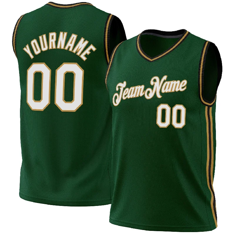 Basketball Jersey for Tournament Play-Custom Hunter Green Black-Old Gold Authentic Throwback Basketball Jersey