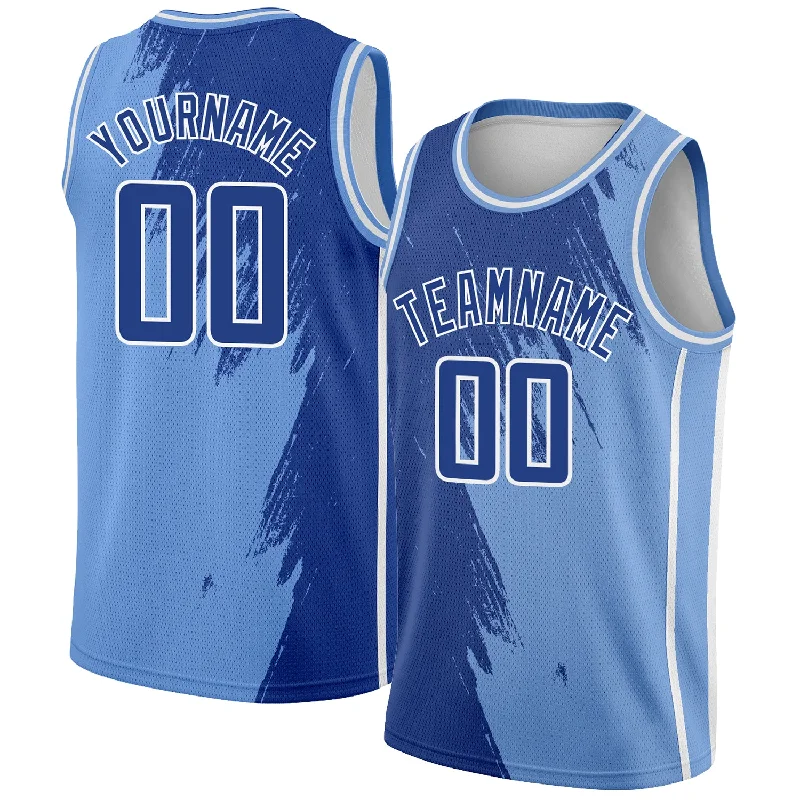 Basketball Jersey with Custom Design-Custom Light Blue Royal-White Abstract Brush Splash Authentic City Edition Basketball Jersey