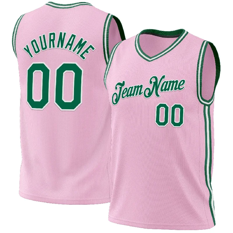 Basketball Jersey with Custom Patterns-Custom Light Pink Kelly Green-White Authentic Throwback Basketball Jersey