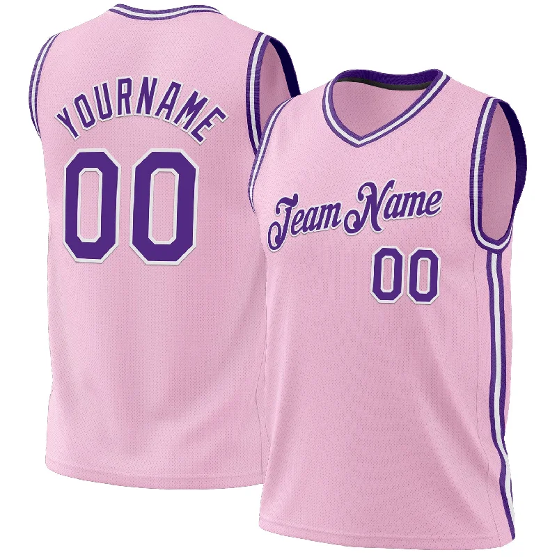 Basketball Jersey with Various Colors-Custom Light Pink Purple-White Authentic Throwback Basketball Jersey