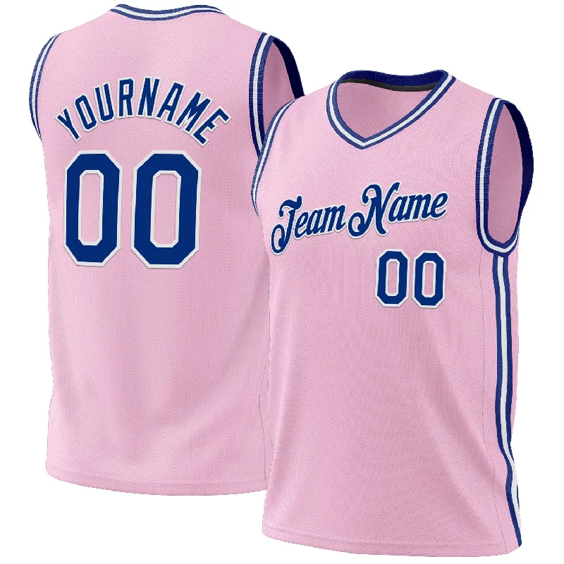 Youth Basketball Jersey-Custom Light Pink Royal-White Authentic Throwback Basketball Jersey