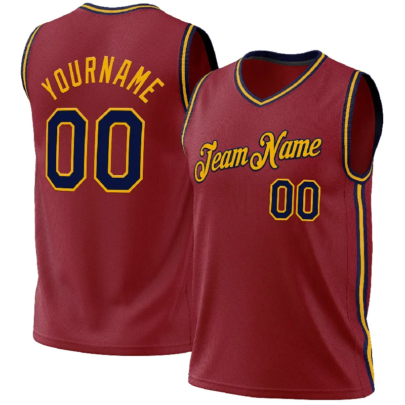 Basketball Jersey with Retro Colors-Custom Maroon Navy-Gold Authentic Throwback Basketball Jersey