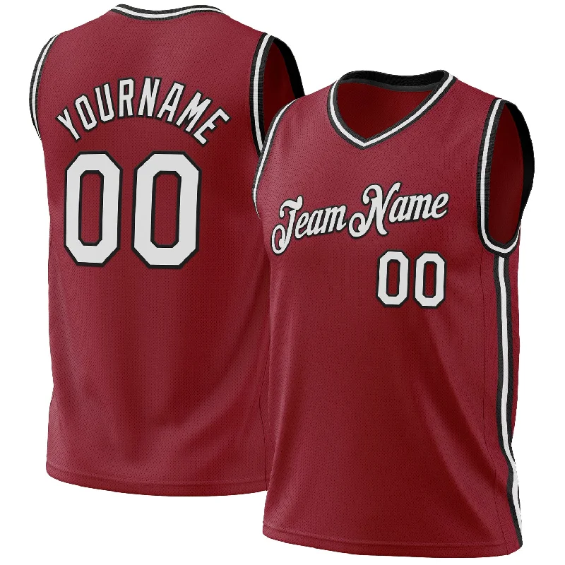 Basketball Jersey with Modern Design-Custom Maroon White-Black Authentic Throwback Basketball Jersey