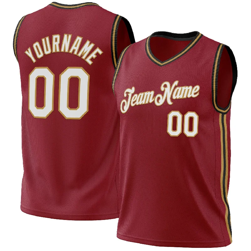 Customizable Basketball Jersey-Custom Maroon Old Gold-Black Authentic Throwback Basketball Jersey