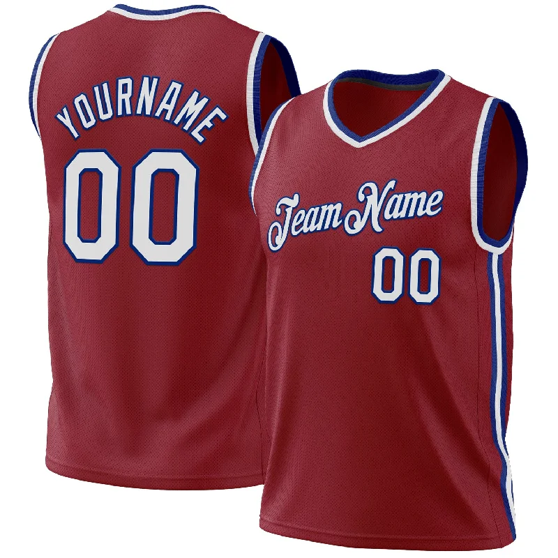 Custom Basketball Jersey for Fans-Custom Maroon White-Royal Authentic Throwback Basketball Jersey