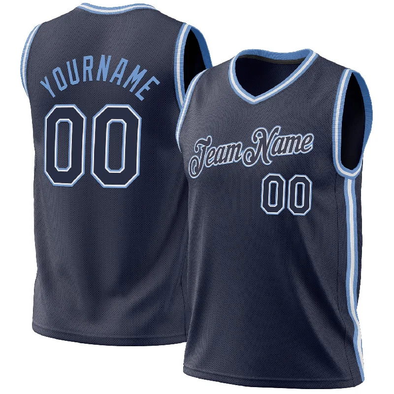 Basketball Jersey with Sporty Look-Custom Navy White-Light Blue Authentic Throwback Basketball Jersey