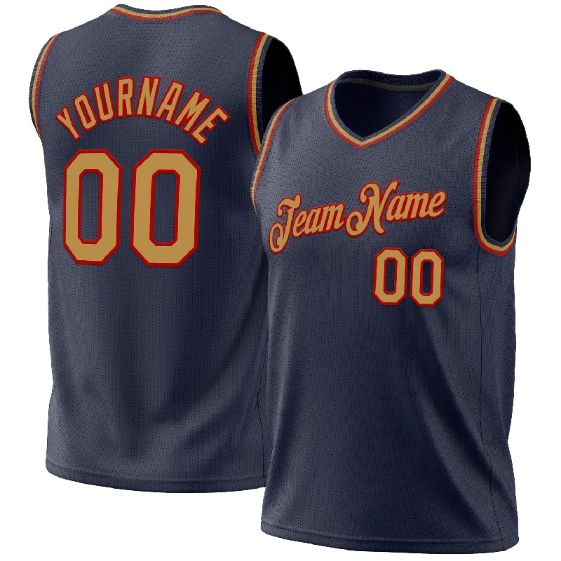 Basketball Jersey for School Events-Custom Navy Old Gold-Red Authentic Throwback Basketball Jersey