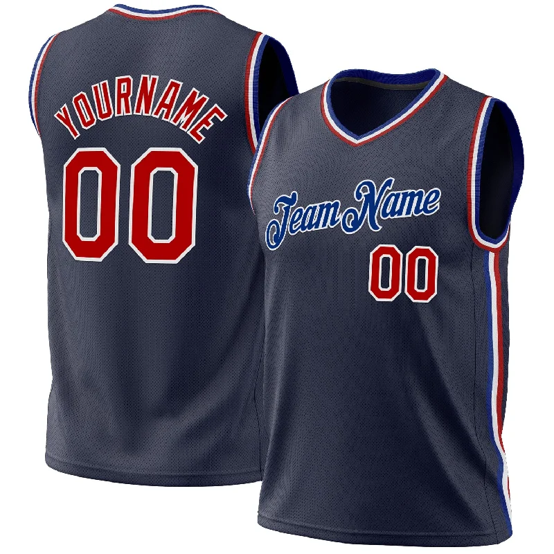 Basketball Jersey for Casual Wear-Custom Navy Red-Royal Authentic Throwback Basketball Jersey