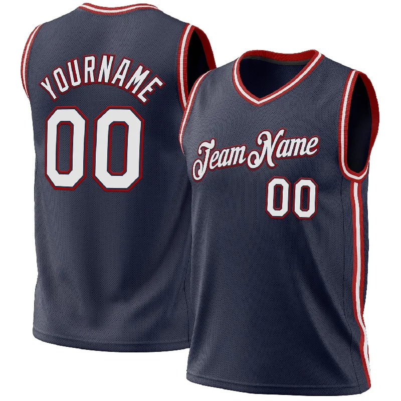 Basketball Jersey for Team Spirit-Custom Navy White-Red Authentic Throwback Basketball Jersey