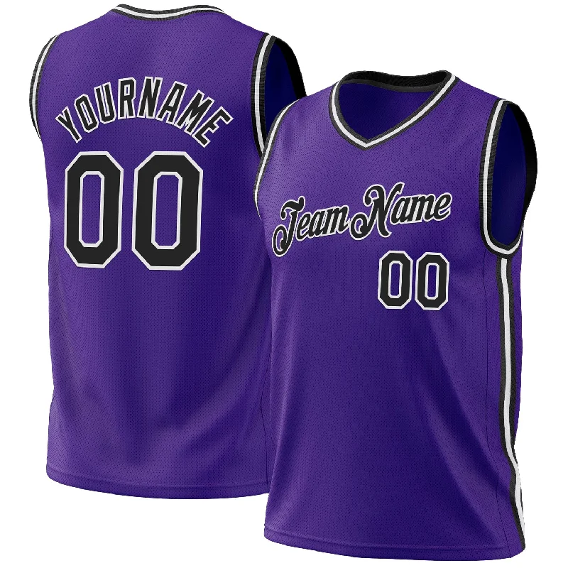 Basketball Jersey for Local League-Custom Purple Black-White Authentic Throwback Basketball Jersey