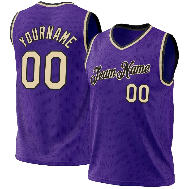 Basketball Jersey for Men-Custom Purple Cream-Black Authentic Throwback Basketball Jersey