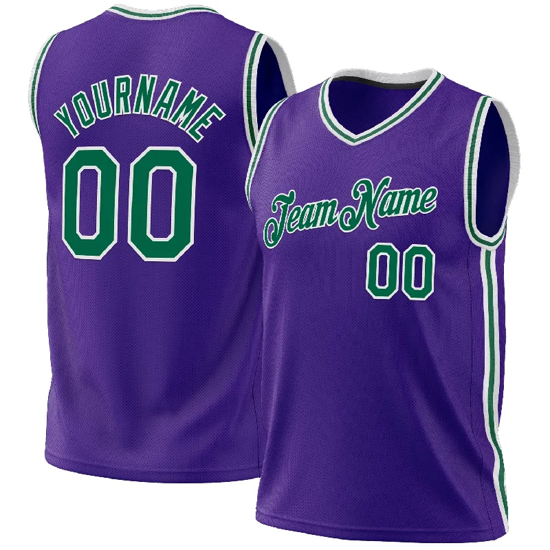 Basketball Jersey for League Players-Custom Purple Kelly Green-White Authentic Throwback Basketball Jersey