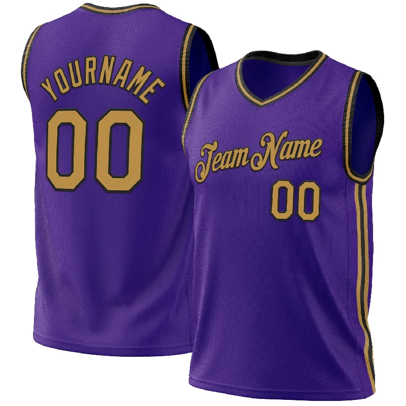 Basketball Jersey with Team Number-Custom Purple Old Gold-Black Authentic Throwback Basketball Jersey