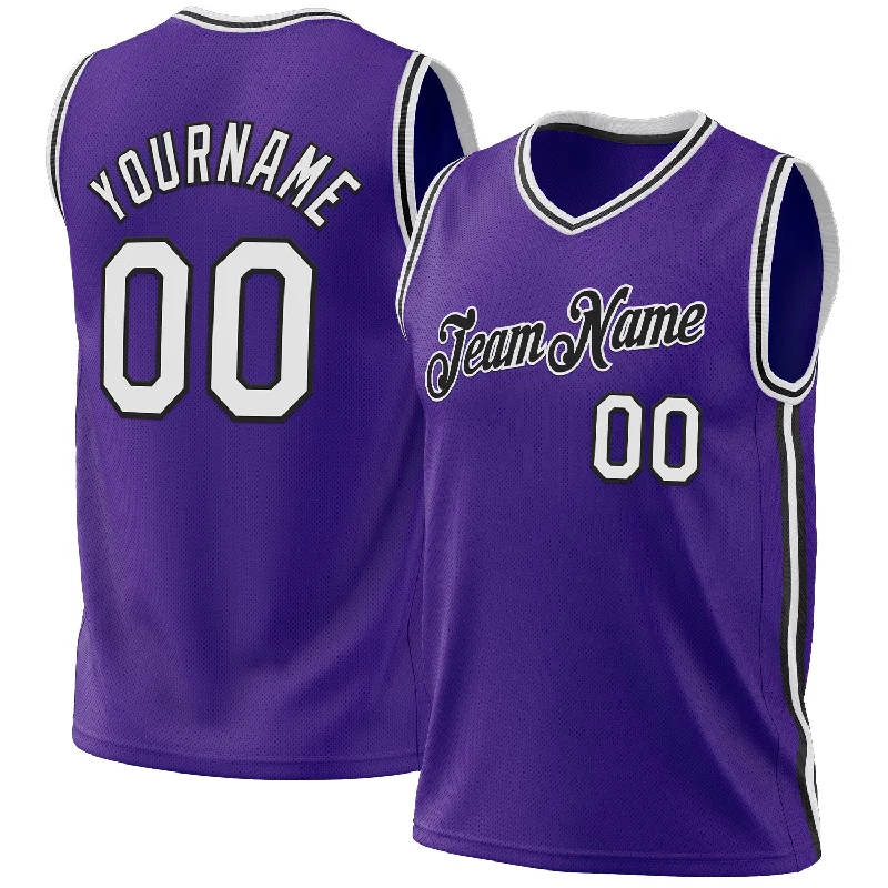 Basketball Jersey for Professional Teams-Custom Purple White-Black Authentic Throwback Basketball Jersey