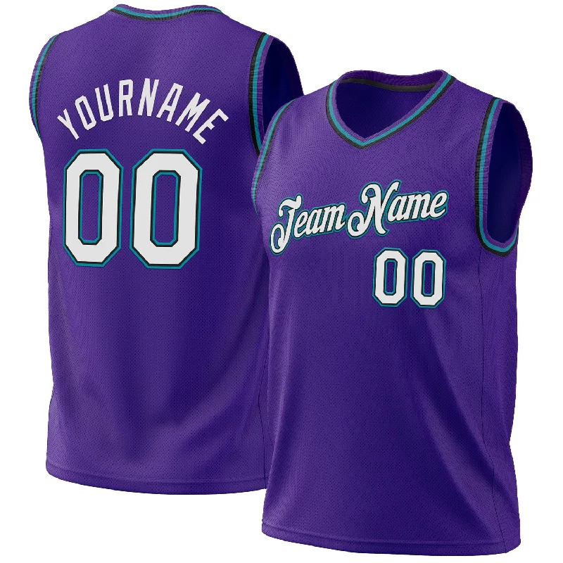 Professional Team Basketball Jersey-Custom Purple Black-Teal Authentic Throwback Basketball Jersey