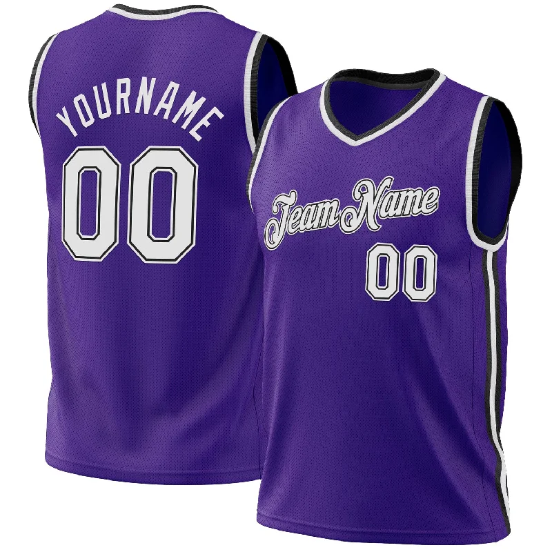 Basketball Jersey for Sports Fanatics-Custom Purple White-Black Authentic Throwback Basketball Jersey