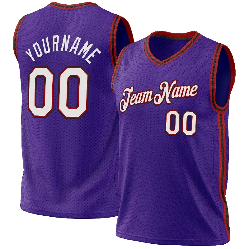 Basketball Jersey for Spring Games-Custom Purple Red-Black Authentic Throwback Basketball Jersey