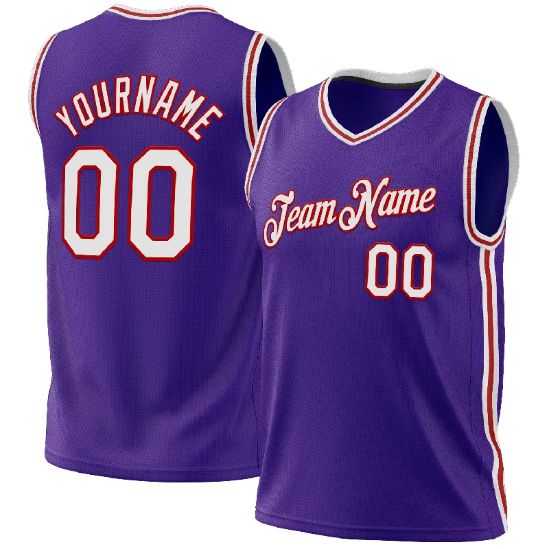 Basketball Jersey with Sporty Look-Custom Purple White-Red Authentic Throwback Basketball Jersey