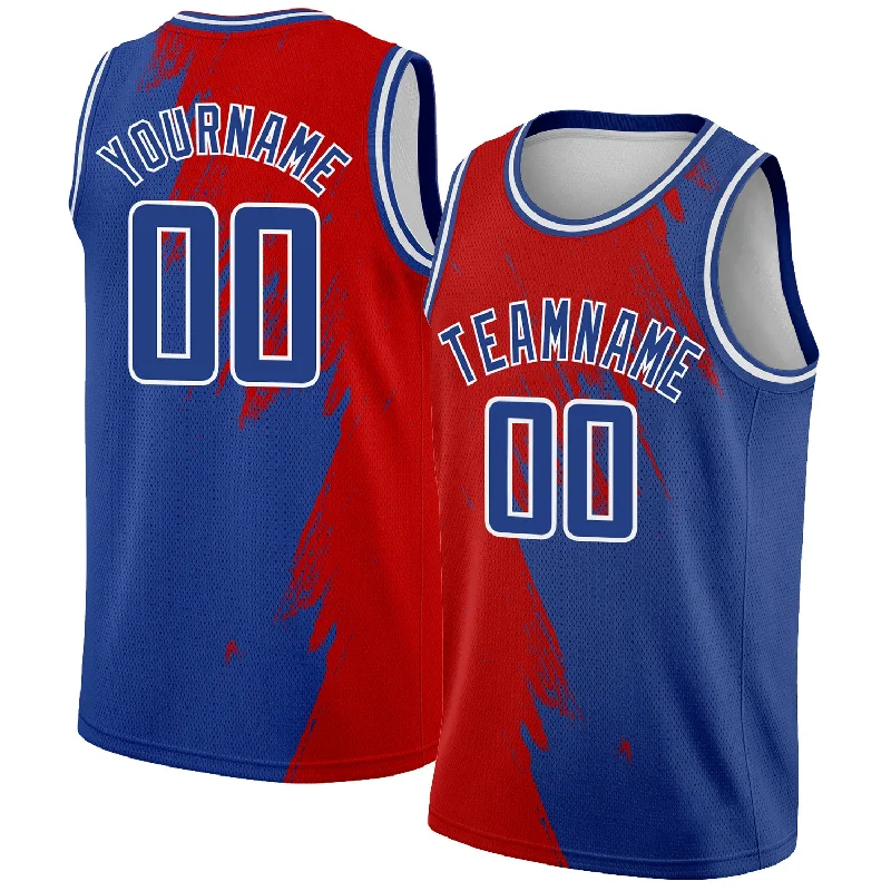 Basketball Jersey with Bold Design-Custom Royal Red-White Abstract Brush Splash Authentic City Edition Basketball Jersey