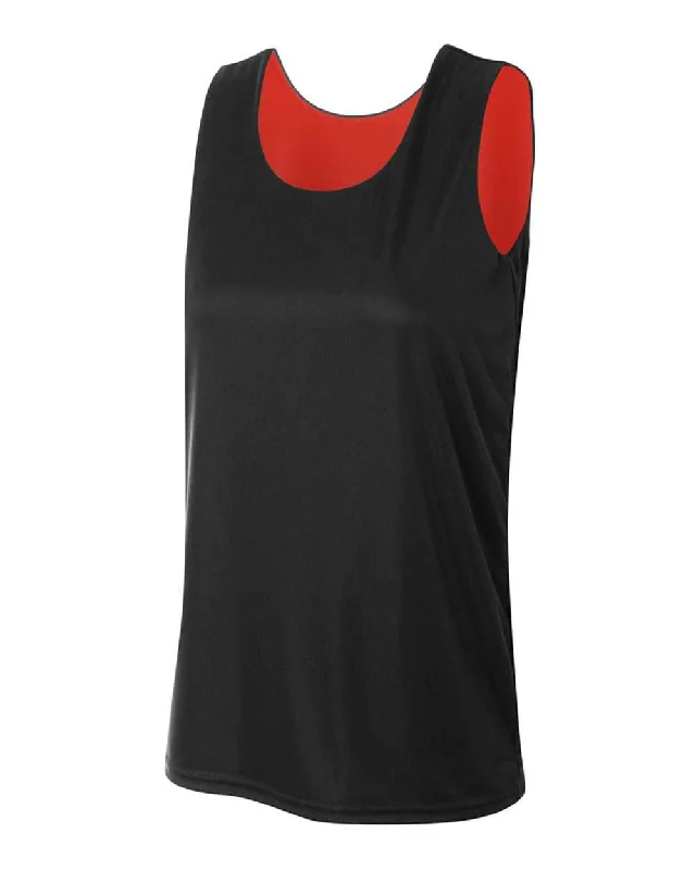 Basketball Jersey with Custom Design-A4 NW2375 Women's Reversible Jump Jersey - Black Red