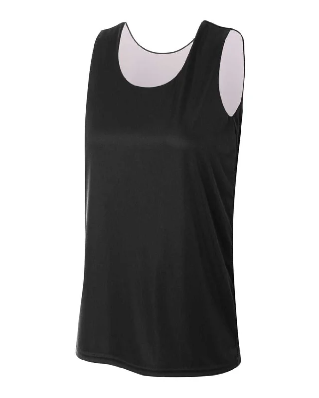 Basketball Jersey with Bold Graphics-A4 NW2375 Women's Reversible Jump Jersey - Black White