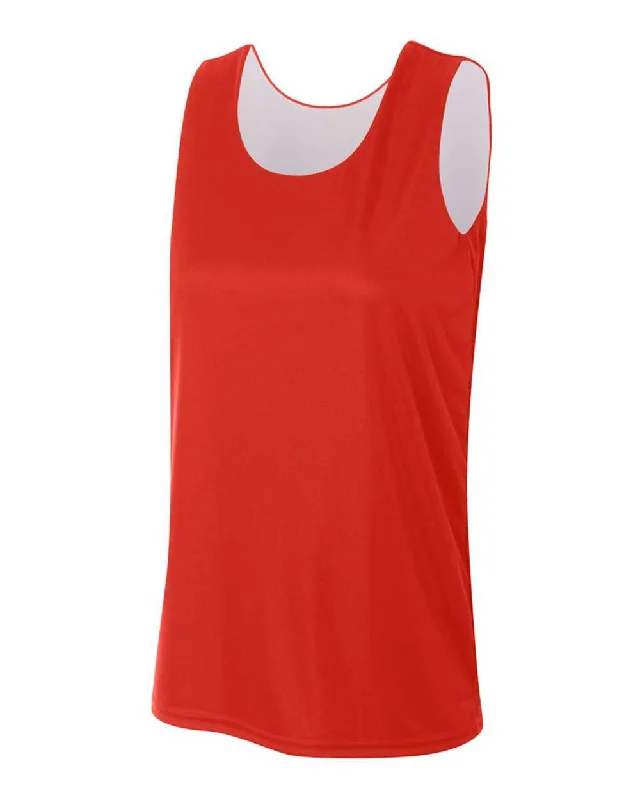 Basketball Jersey with Cool Designs-A4 NW2375 Women's Reversible Jump Jersey - Scarlet White