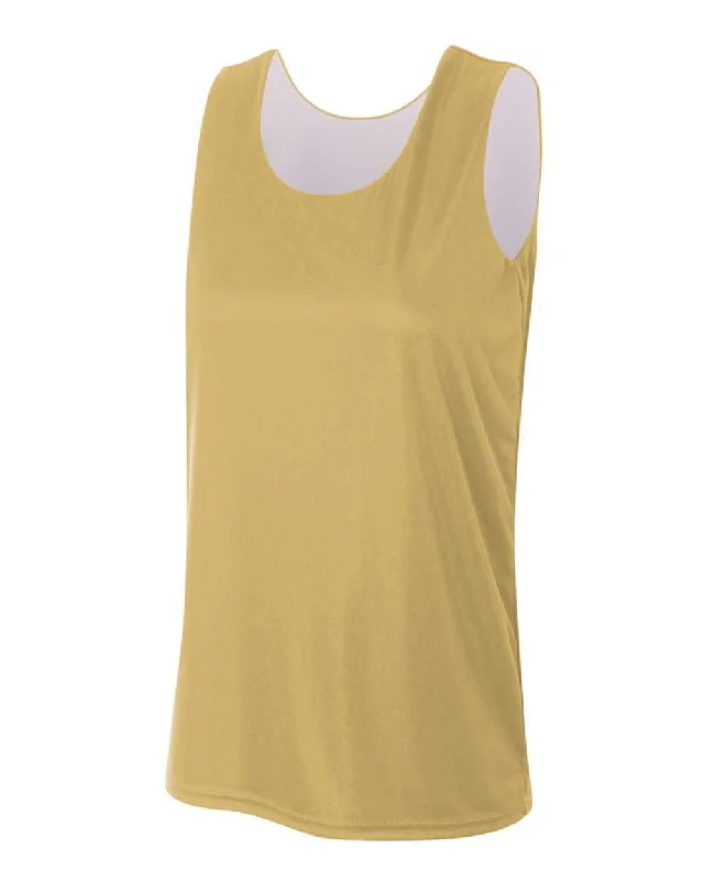 Basketball Jersey with V Neck-A4 NW2375 Women's Reversible Jump Jersey - Vegas Gold White