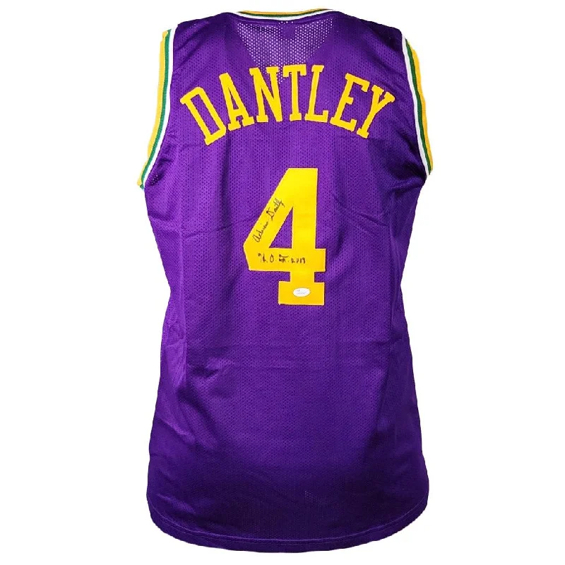 Cheap Basketball Jersey-Adrian Dantley Signed HOF 2008 Inscription Utah Purple Basketball Jersey (JSA)