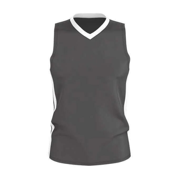 Basketball Jersey with Embellished Logos-Alleson Athletic 538J Mens Single Ply Basketball Jersey - Charcoal White