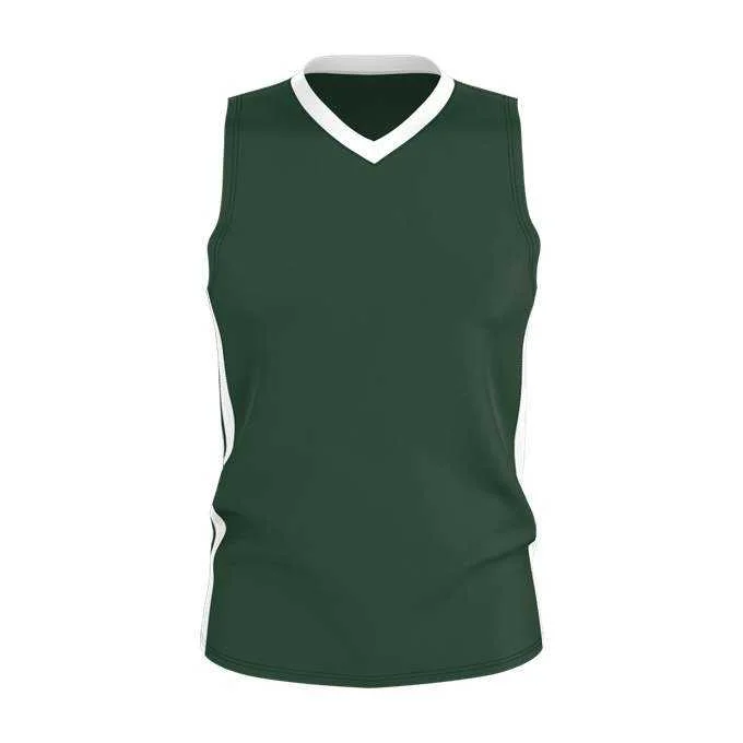 Basketball Jersey for Summer Teams-Alleson Athletic 538J Mens Single Ply Basketball Jersey - Forest White