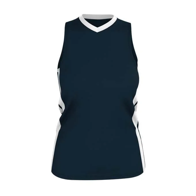 Basketball Jersey with Cool Print Design-Alleson Athletic 538JW Womens Single Ply Basketball Jersey - Navy White