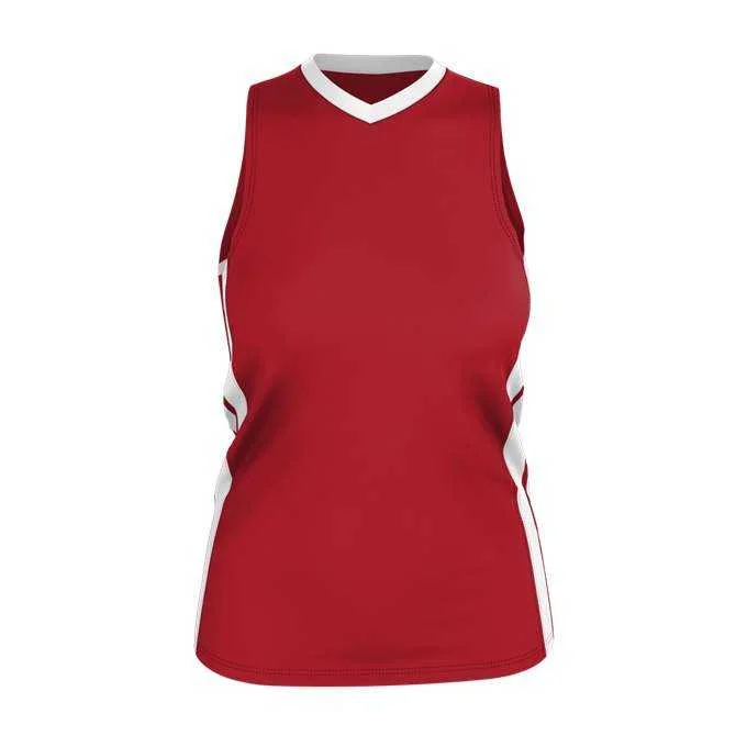 Basketball Jersey for Outdoor Leagues-Alleson Athletic 538JW Womens Single Ply Basketball Jersey - Red White