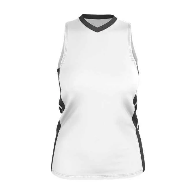 Basketball Jersey for Team-Alleson Athletic 538JW Womens Single Ply Basketball Jersey - White Charcoal