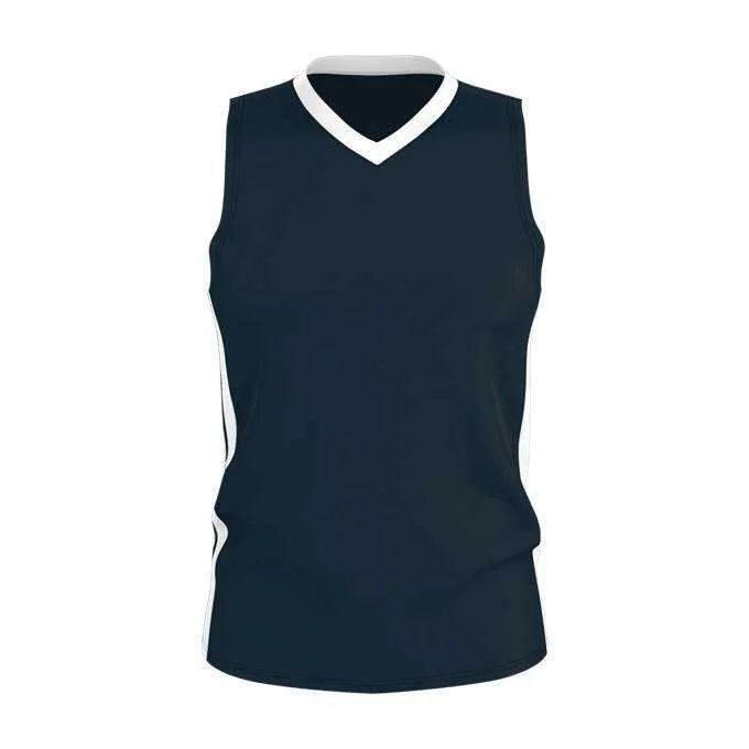 Basketball Jersey with Custom Logo-Alleson Athletic 538JY Youth Single Ply Basketball Jersey - Navy White