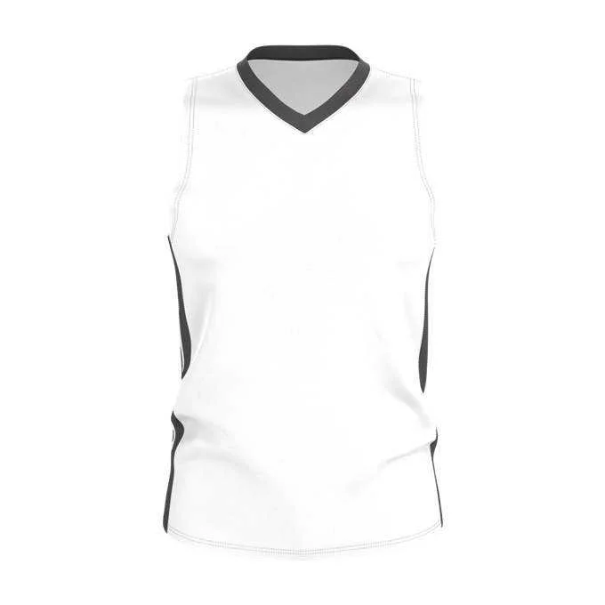 Unique Basketball Jersey-Alleson Athletic 538JY Youth Single Ply Basketball Jersey - White Charcoal