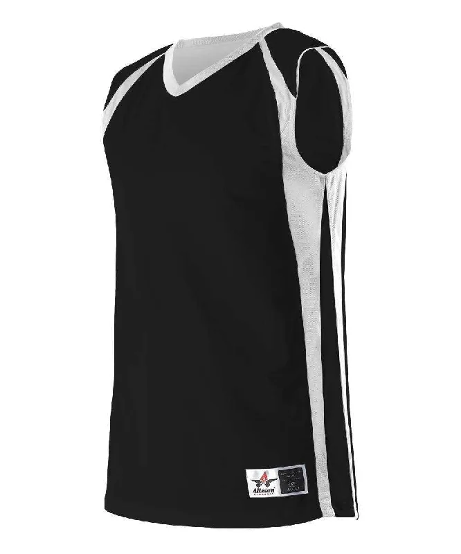 Basketball Jersey with Cool Technology-Alleson Athletic 54MMR Men's Reversible Basketball Jersey - Black White