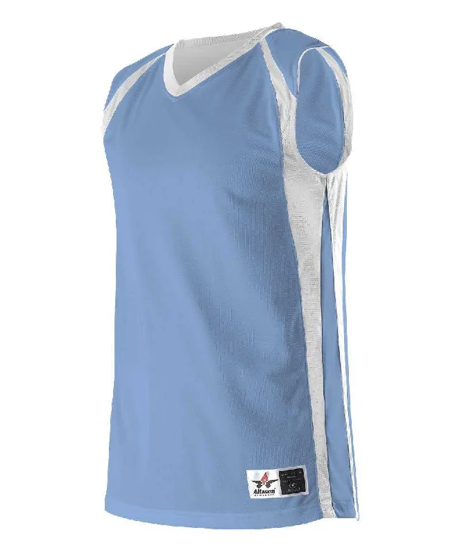 Basketball Jersey with Adjustable Fit-Alleson Athletic 54MMR Men's Reversible Basketball Jersey - Carolina Blue White