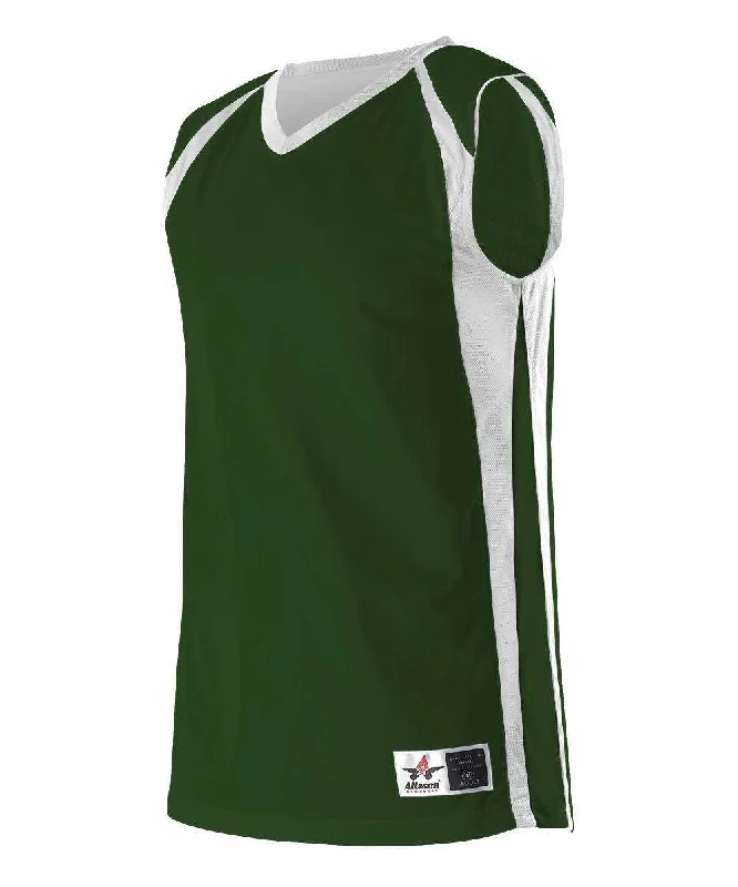 Basketball Jersey with Comfort Fit-Alleson Athletic 54MMR Men's Reversible Basketball Jersey - Forest White