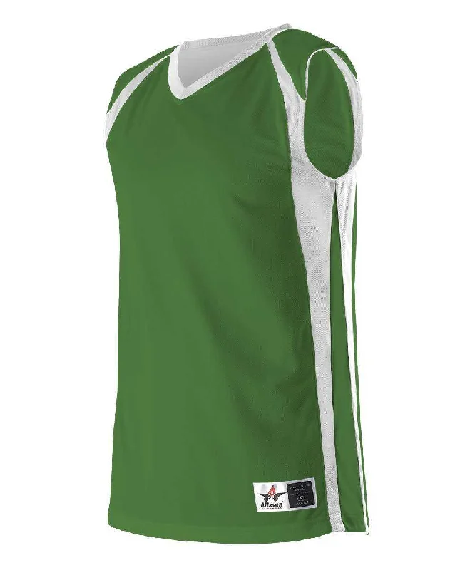 Basketball Jersey with Short Sleeves-Alleson Athletic 54MMR Men's Reversible Basketball Jersey - Kelly White